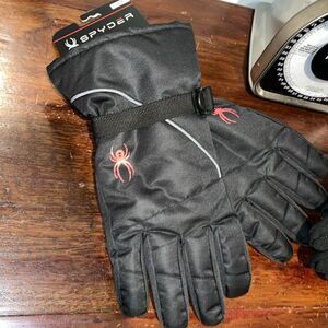 New $69 Spyder black insulated Limitless ski snowboard winter gloves S/M